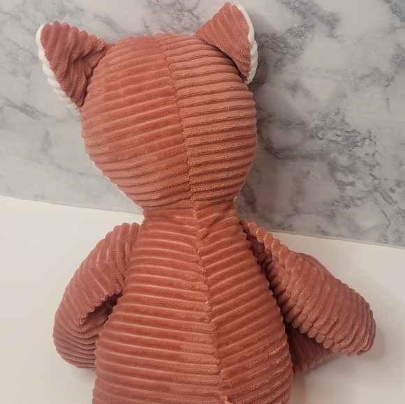 Corduroy Dusty Rose Plush Stuffed Fox with Heart on Chest - Picture 5 of 8